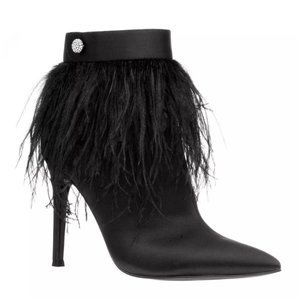 Nina Dancy Satin/Feather Evening Booties, size 7, worn once